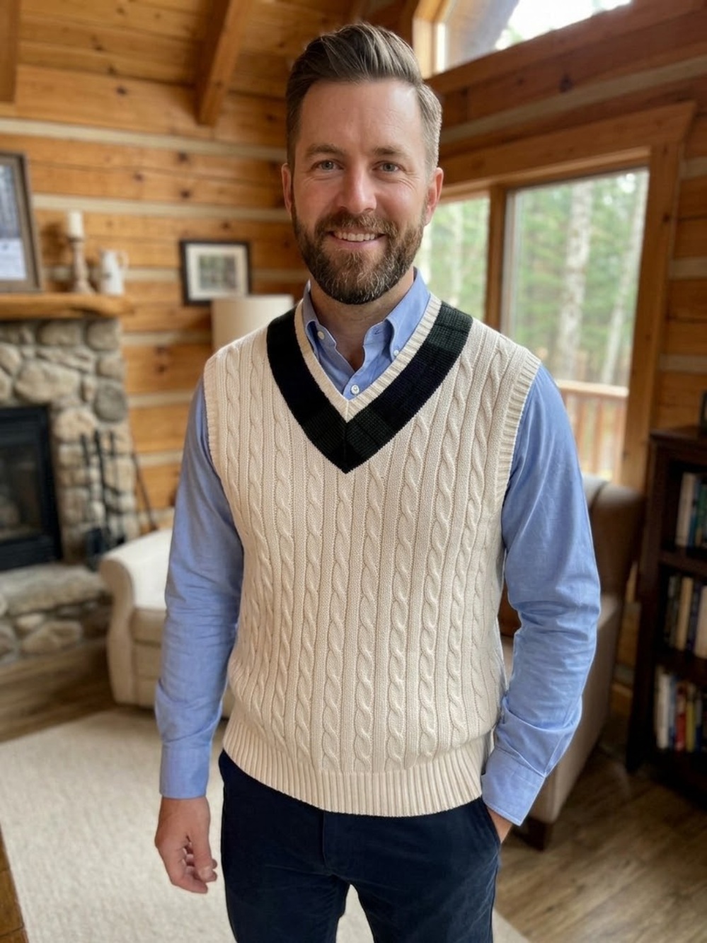 Vintage 90’s Polo Ralph Lauren Cable Knit Sweater Vest White XL